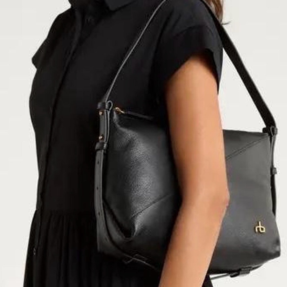 NWOT rag & bone Black Pebbled Leather Hobo Shoulder Bag - Picture 2 of 9
